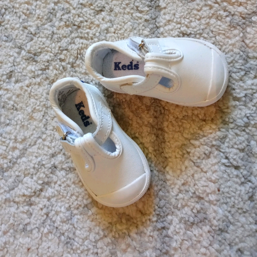White Leather Baby Keds
